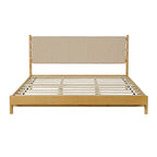 Modern King Bed Frame Set with 2 Nightstands, Beige Wood Platform Bed with Headboard and Matching Bedside Tables for Bedroom Bedroom Set