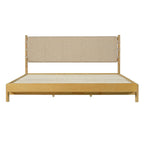 Modern King Bed Frame Set with 2 Nightstands, Beige Wood Platform Bed with Headboard and Matching Bedside Tables for Bedroom Bedroom Set