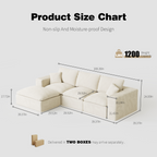 108' Cloud Sectional Couch with L-Shape Chaise, Left-right interchangeable,Modern Modular Sofa with Deep Seat, Upholstered Couches for Living Room Bedroom,No Assembly Required, Soft Plush Corduroy Fab