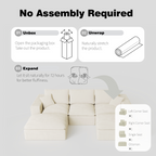 108' Cloud Sectional Couch with L-Shape Chaise, Left-right interchangeable,Modern Modular Sofa with Deep Seat, Upholstered Couches for Living Room Bedroom,No Assembly Required, Soft Plush Corduroy Fab