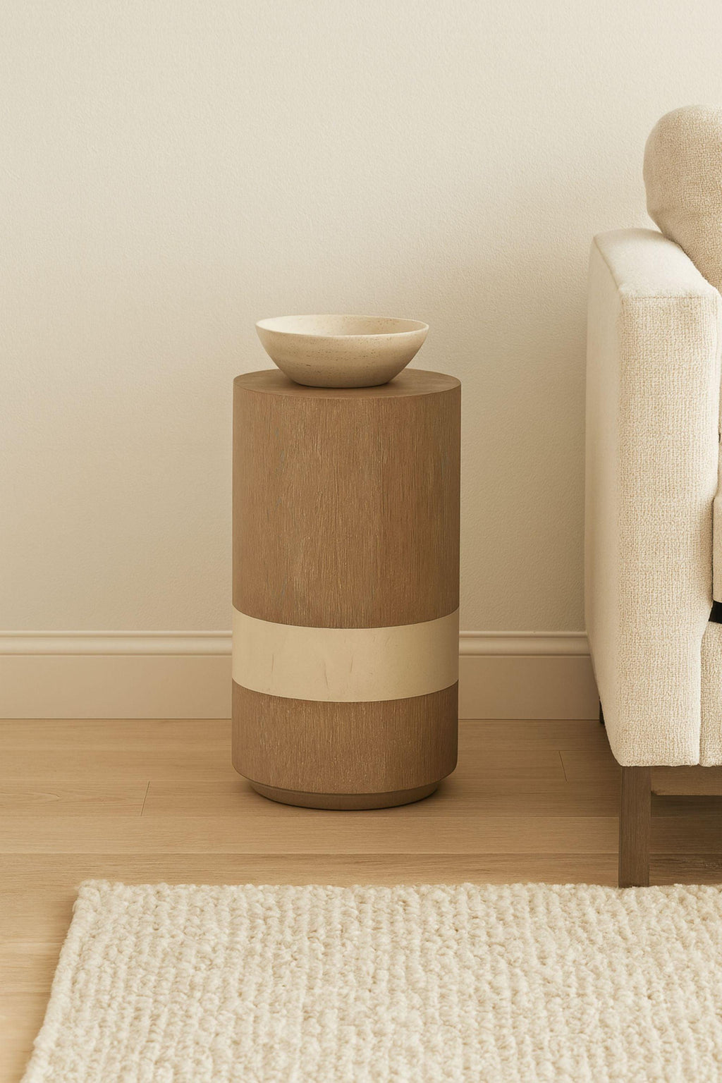 Beige Solid Wood Spot Table - Toffee Finish Design.