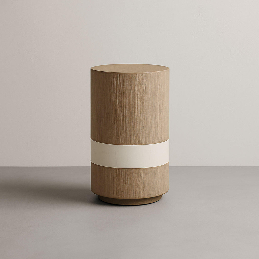 Beige Solid Wood Spot Table - Toffee Finish Design.