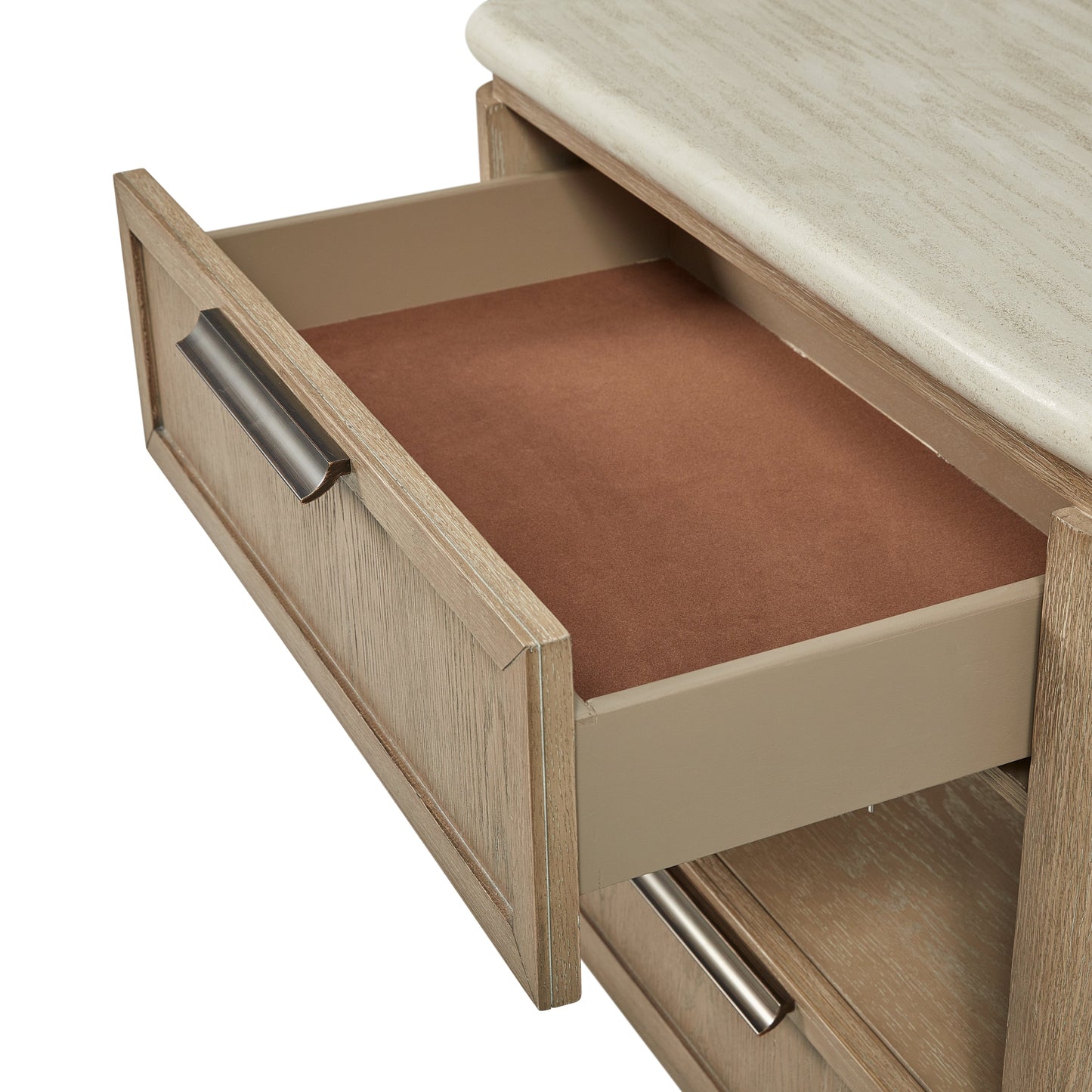 Two Drawer Nightstand with Oak Veneer Drawer Fronts