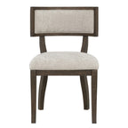 Marie Upholstered Dining Chair Set of 2 with Aged Brown Oak Finish in Beige Dining Chair