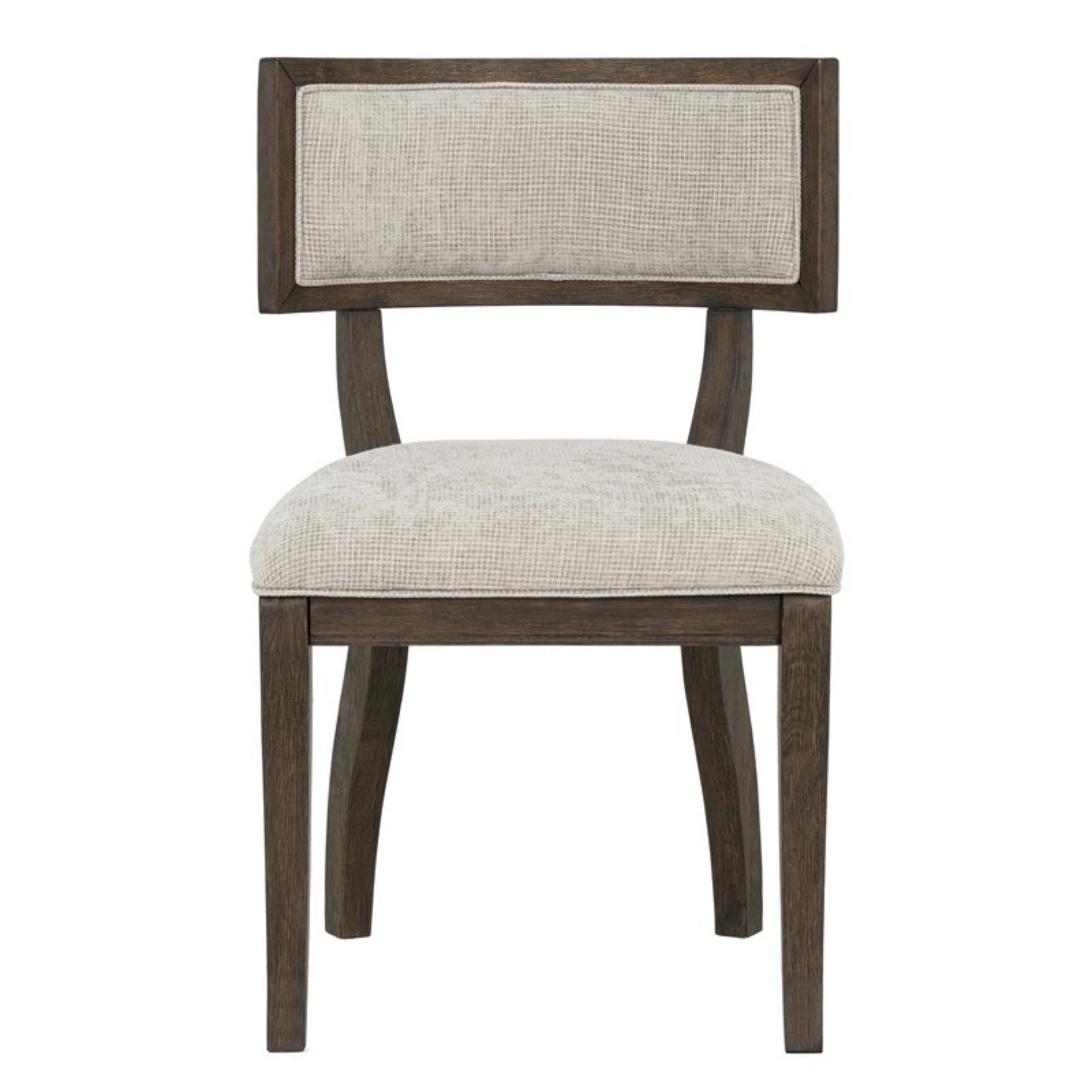 Marie Upholstered Dining Chair Set of 2 with Aged Brown Oak Finish in Beige Dining Chair