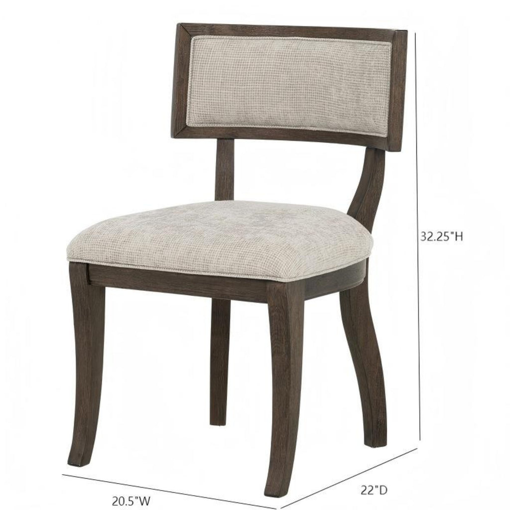 Marie Upholstered Dining Chair Set of 2 with Aged Brown Oak Finish in Beige Dining Chair