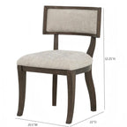 Marie Upholstered Dining Chair Set of 2 with Aged Brown Oak Finish in Beige Dining Chair