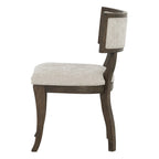 Marie Upholstered Dining Chair Set of 2 with Aged Brown Oak Finish in Beige Dining Chair