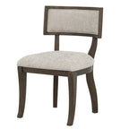 Marie Upholstered Dining Chair Set of 2 with Aged Brown Oak Finish in Beige Dining Chair