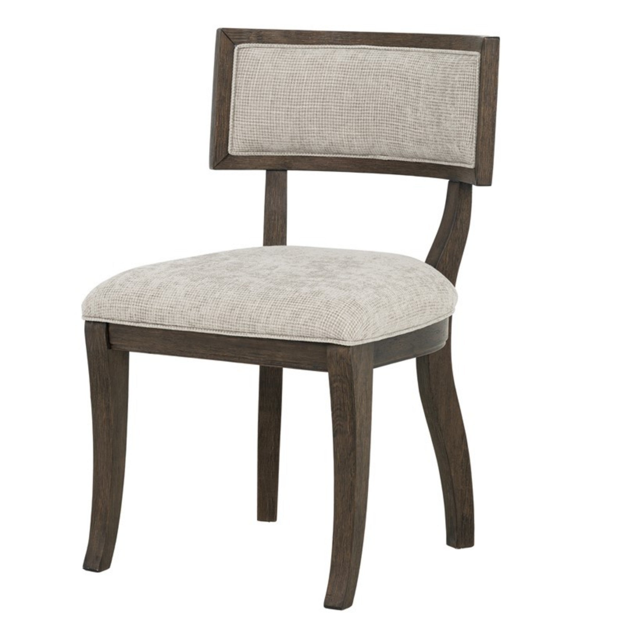 Marie Upholstered Dining Chair Set of 2 with Aged Brown Oak Finish in Beige Dining Chair