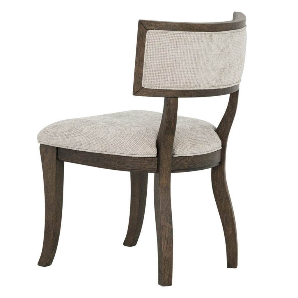 Marie Upholstered Dining Chair Set of 2 with Aged Brown Oak Finish in Beige Dining Chair