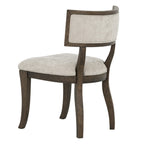 Marie Upholstered Dining Chair Set of 2 with Aged Brown Oak Finish in Beige Dining Chair