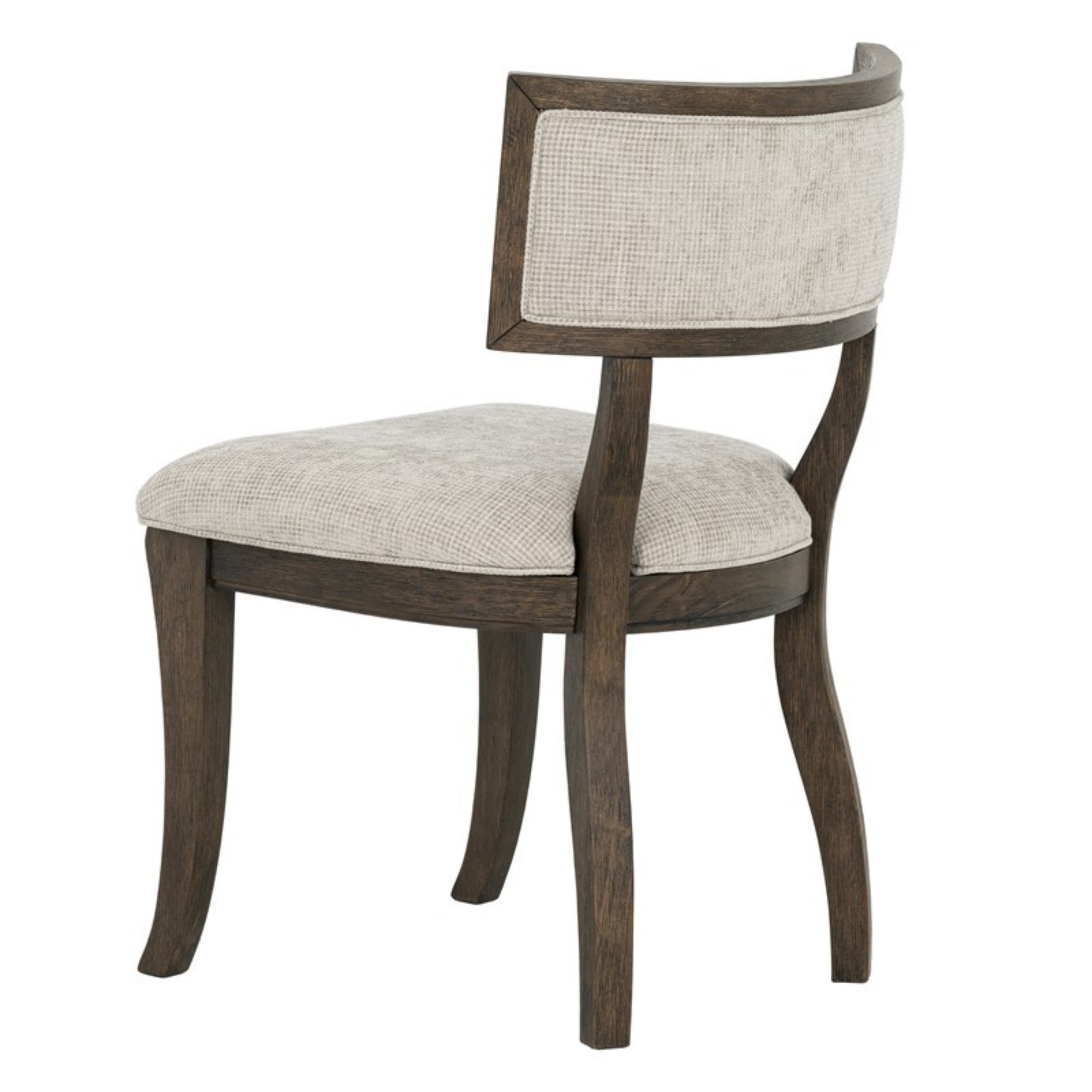 Marie Upholstered Dining Chair Set of 2 with Aged Brown Oak Finish in Beige Dining Chair