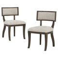 Marie Upholstered Dining Chair Set of 2 with Aged Brown Oak Finish in Beige Dining Chair