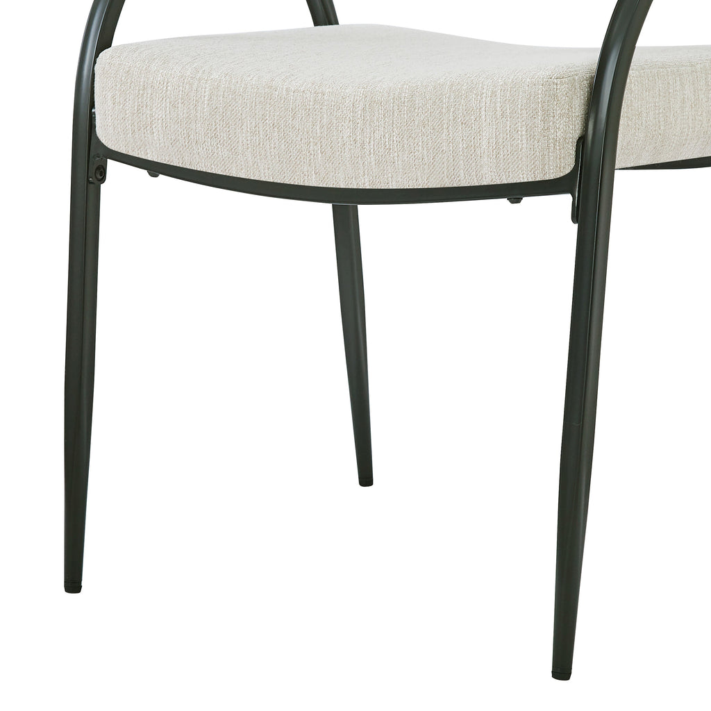 Contemporary Upholstered Dining Chairs with Metal Legs, Set of 2,Beige Fabric