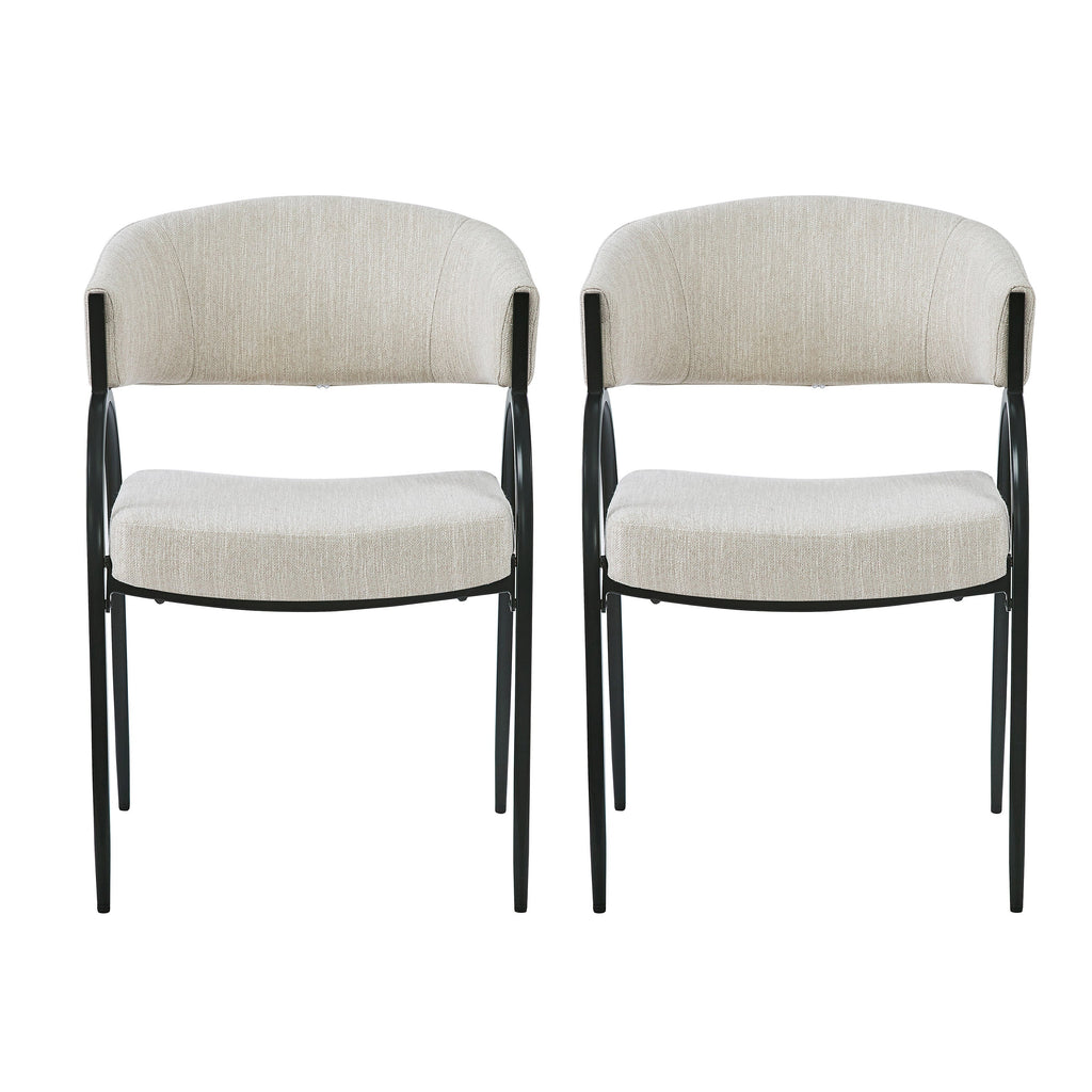 Contemporary Upholstered Dining Chairs with Metal Legs, Set of 2,Beige Fabric