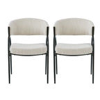 Contemporary Upholstered Dining Chairs with Metal Legs, Set of 2,Beige Fabric
