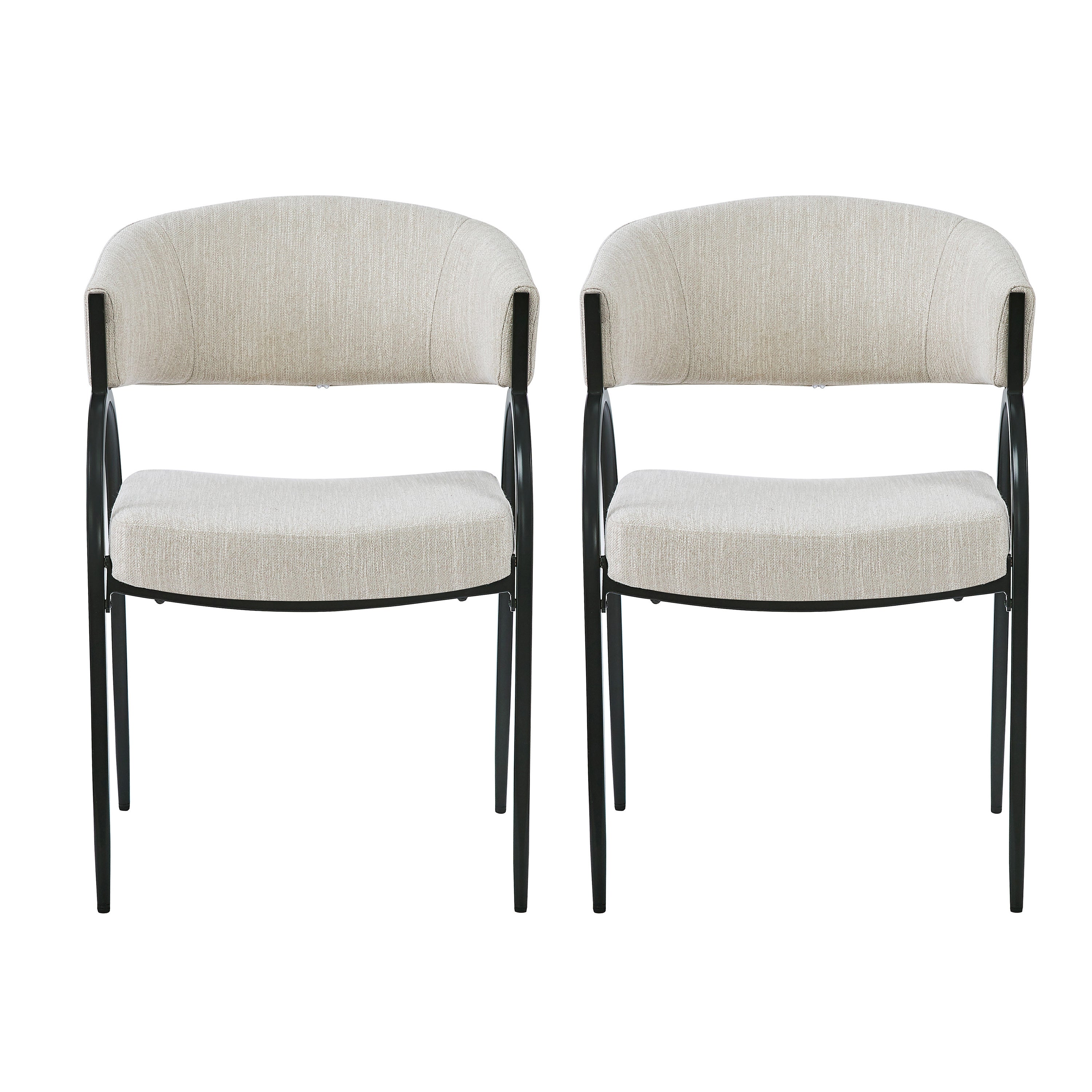 Contemporary Upholstered Dining Chairs with Metal Legs, Set of 2,Beige Fabric