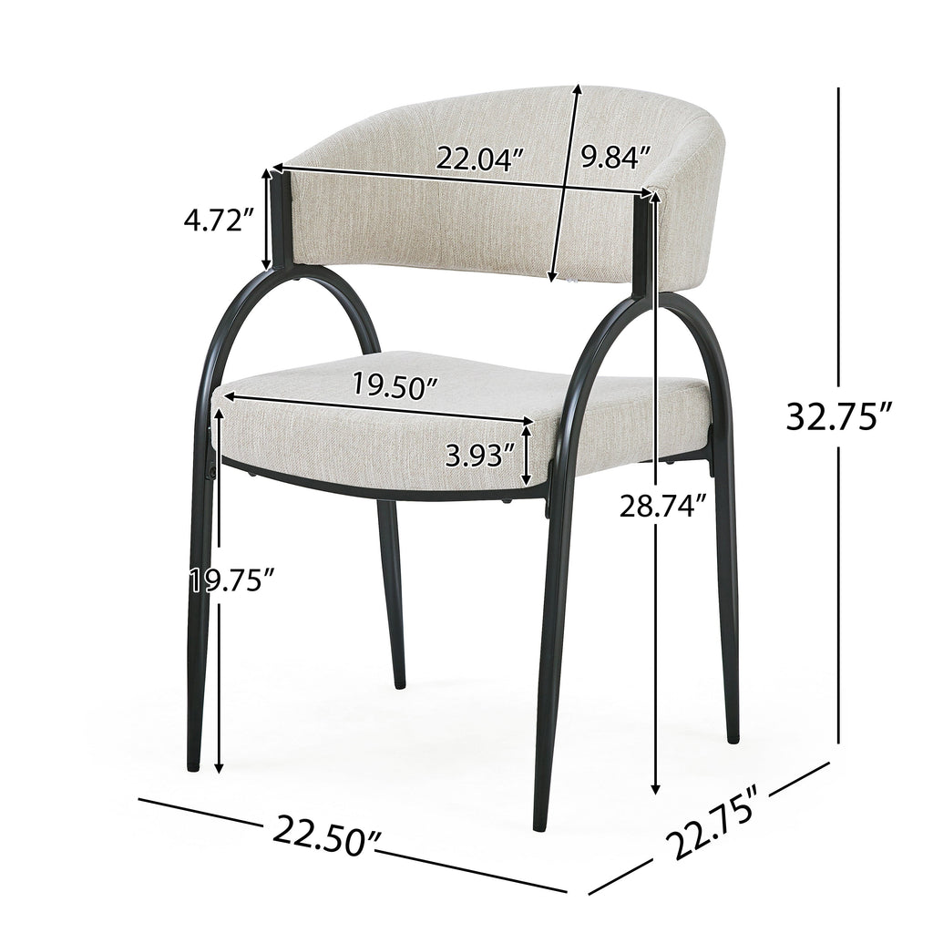 Contemporary Upholstered Dining Chairs with Metal Legs, Set of 2,Beige Fabric