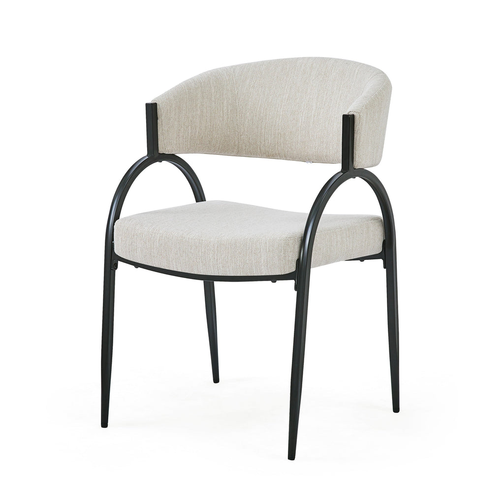 Contemporary Upholstered Dining Chairs with Metal Legs, Set of 2,Beige Fabric
