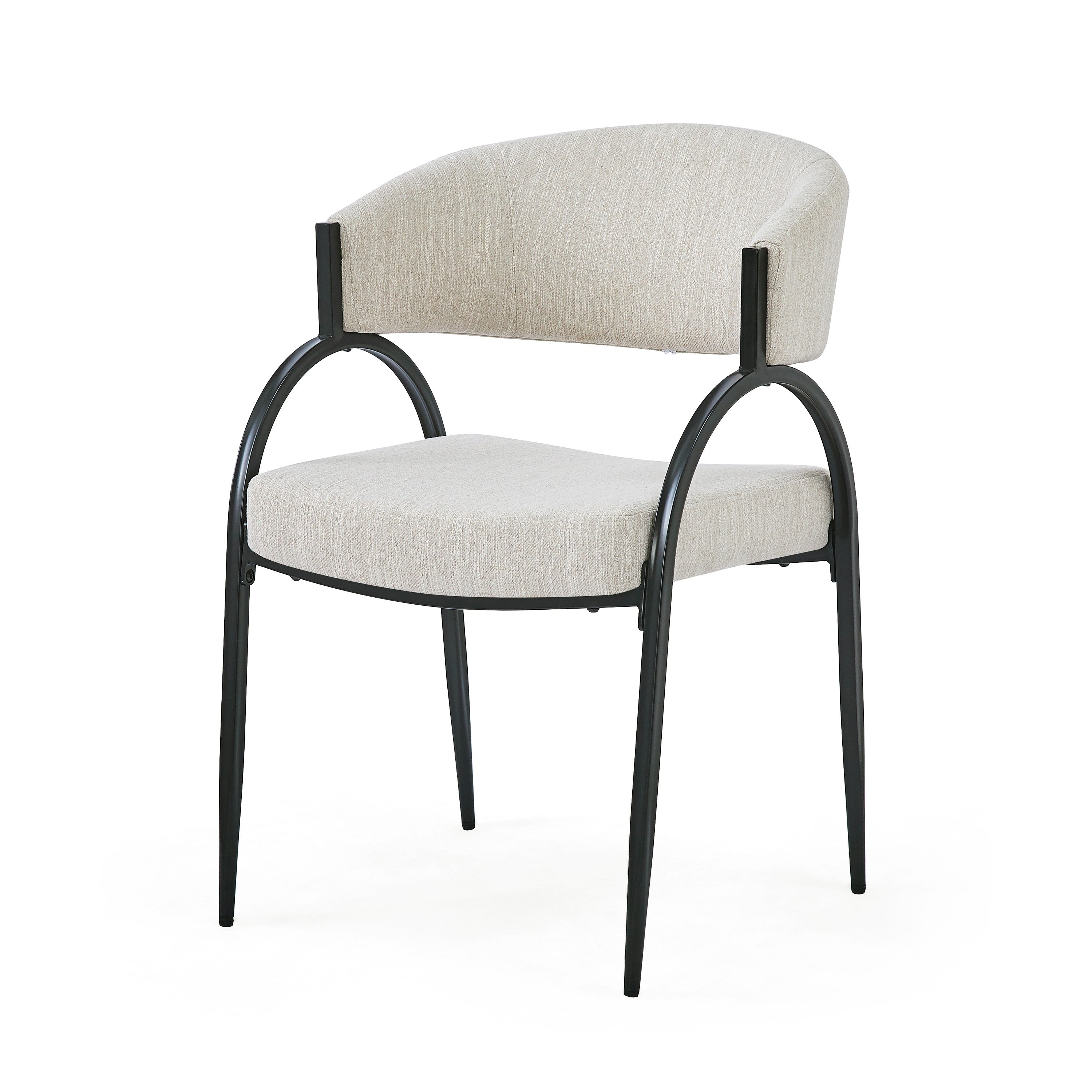 Contemporary Upholstered Dining Chairs with Metal Legs, Set of 2,Beige Fabric