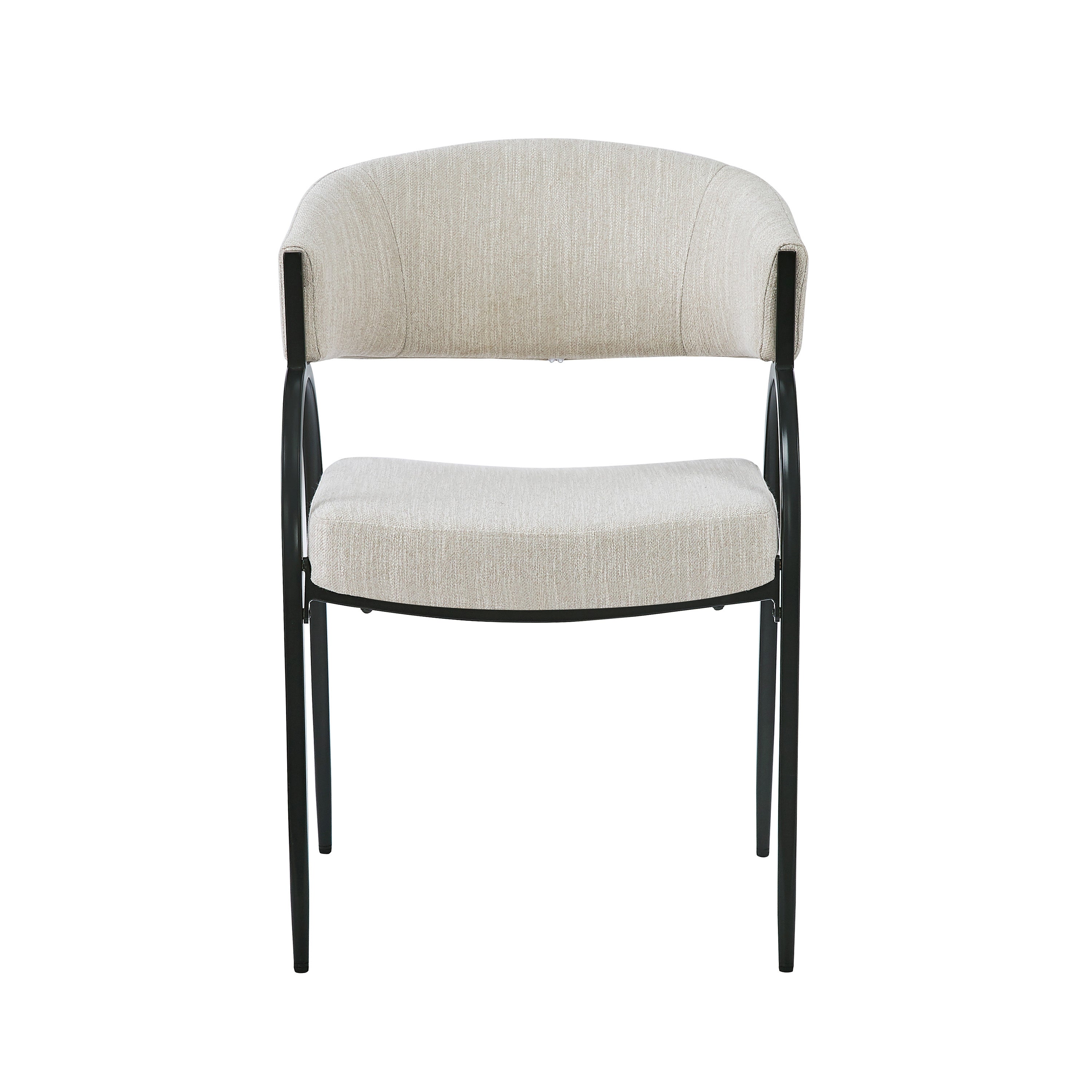 Contemporary Upholstered Dining Chairs with Metal Legs, Set of 2,Beige Fabric