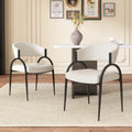 Contemporary Upholstered Dining Chairs with Metal Legs, Set of 2,Beige Fabric