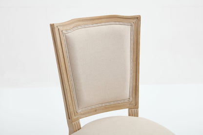 French Country Dining Chairs Set of 2, Upholstered Chairs with T-shaped Back, Wire drawing and carving techniques ,Disassemblable , for Living Room, Kitchen , Restaurant Use, Beige