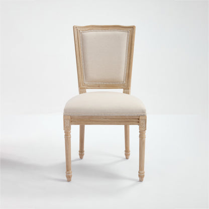 French Country Dining Chairs Set of 2, Upholstered Chairs with T-shaped Back, Wire drawing and carving techniques ,Disassemblable , for Living Room, Kitchen , Restaurant Use, Beige