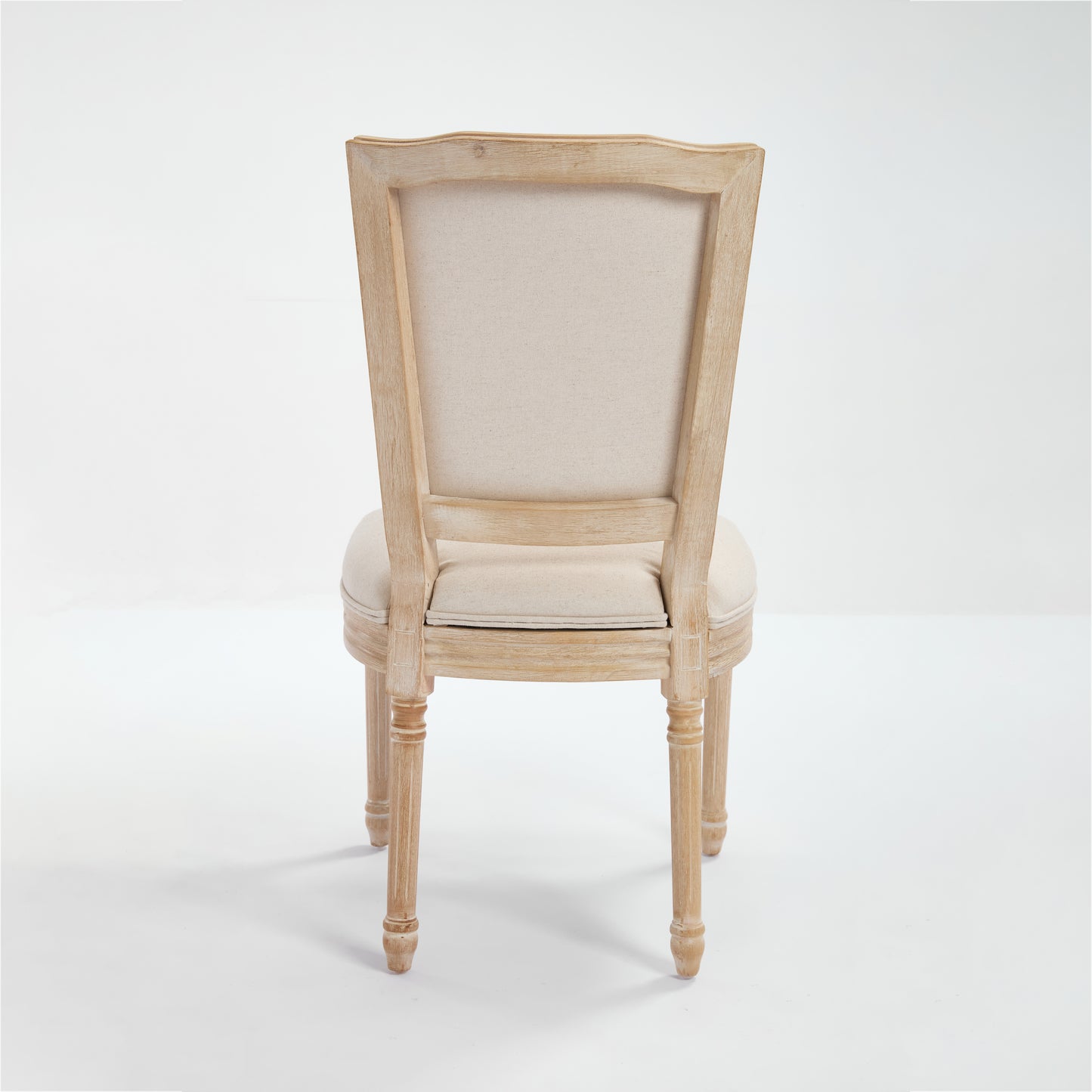 French Country Dining Chairs Set of 2, Upholstered Chairs with T-shaped Back, Wire drawing and carving techniques ,Disassemblable , for Living Room, Kitchen , Restaurant Use, Beige