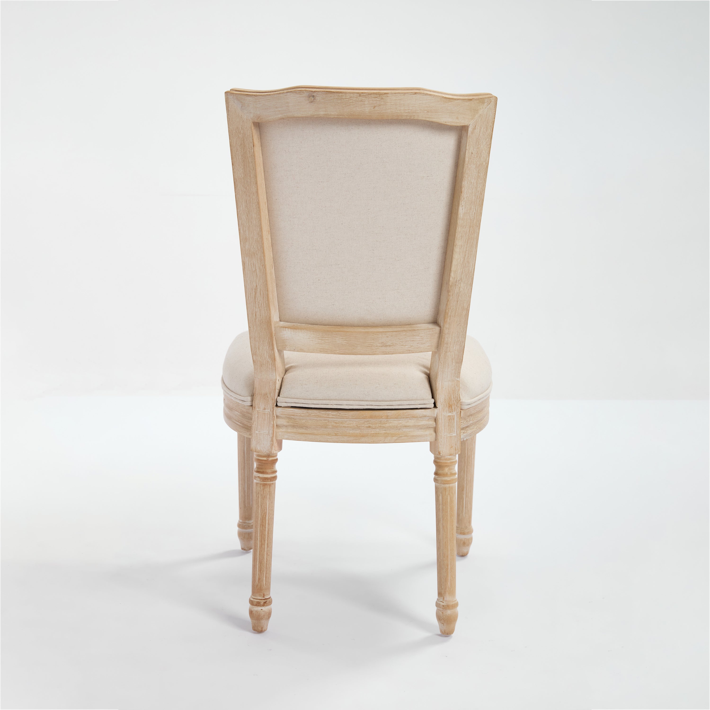 French Country Dining Chairs Set of 2, Upholstered Chairs with T-shaped Back, Wire drawing and carving techniques ,Disassemblable , for Living Room, Kitchen , Restaurant Use, Beige