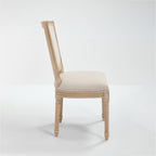 French Country Dining Chairs Set of 2, Upholstered Chairs with T-shaped Back, Wire drawing and carving techniques ,Disassemblable , for Living Room, Kitchen , Restaurant Use, Beige