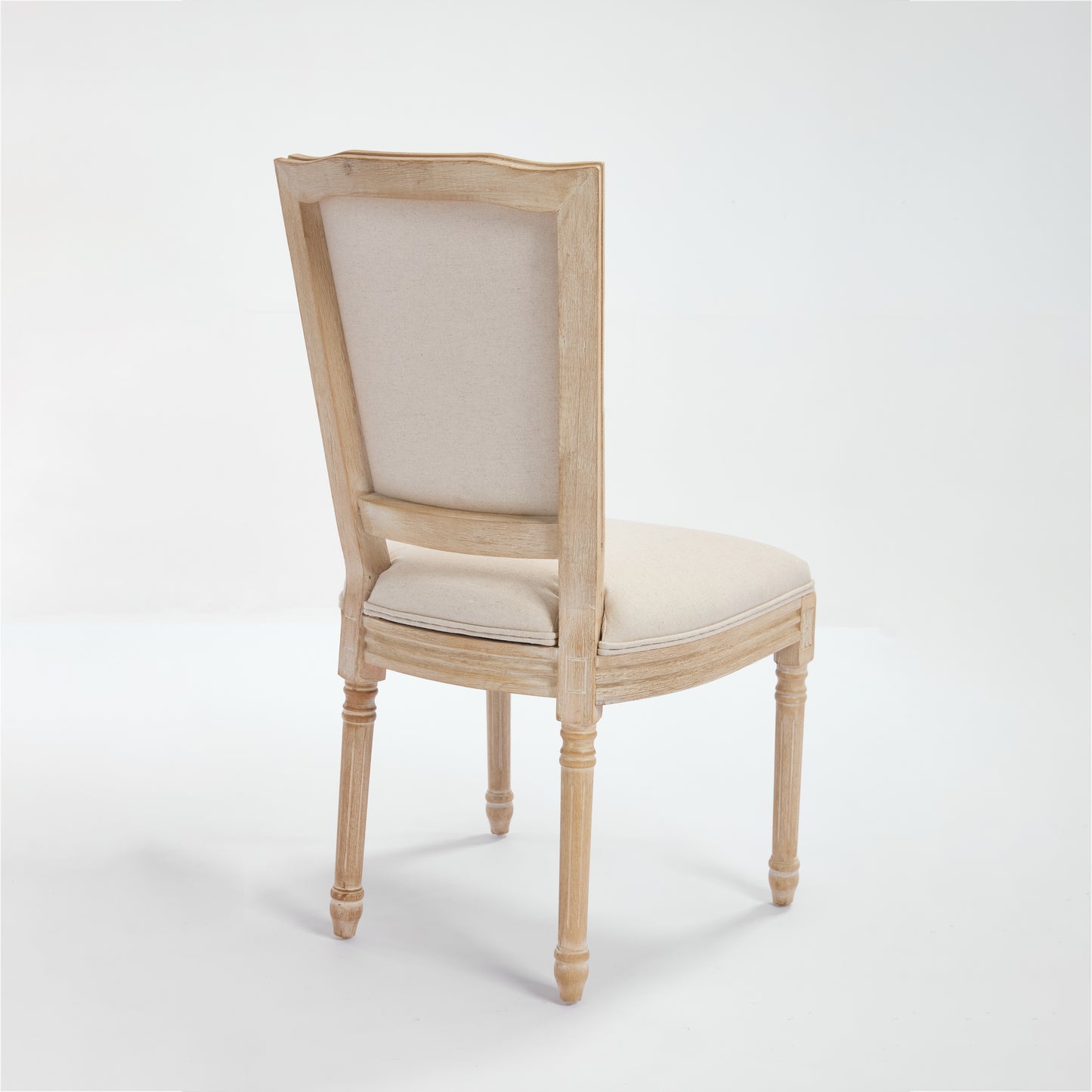 French Country Dining Chairs Set of 2, Upholstered Chairs with T-shaped Back, Wire drawing and carving techniques ,Disassemblable , for Living Room, Kitchen , Restaurant Use, Beige