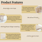 French Country Dining Chairs Set of 2, Upholstered Chairs with T-shaped Back, Wire drawing and carving techniques ,Disassemblable , for Living Room, Kitchen , Restaurant Use, Beige