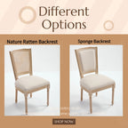 French Country Dining Chairs Set of 2, Upholstered Chairs with T-shaped Back, Wire drawing and carving techniques ,Disassemblable , for Living Room, Kitchen , Restaurant Use, Beige