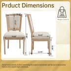 French Country Dining Chairs Set of 2, Upholstered Chairs with T-shaped Back, Wire drawing and carving techniques ,Disassemblable , for Living Room, Kitchen , Restaurant Use, Beige