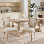 French Country Dining Chairs Set of 2, Upholstered Chairs with T-shaped Back, Wire drawing and carving techniques ,Disassemblable , for Living Room, Kitchen , Restaurant Use, Beige