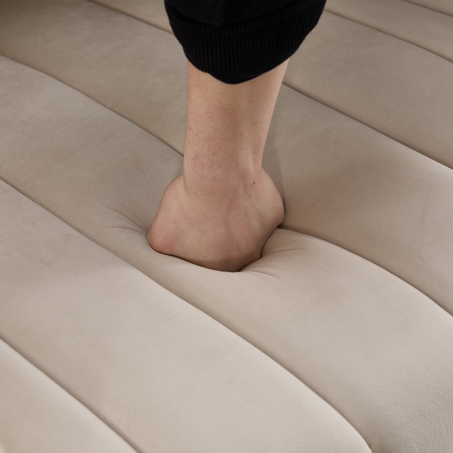 40.35'W Upholstered Oversized 360° Swivel Accent Barrel Chair and Half Cozy Sofa with 3 Pillows, Velvet Channel Tufted Pumpkin-Shape Club Armchair for Living Room, Bedroom, Office, Lounge,BEIGE