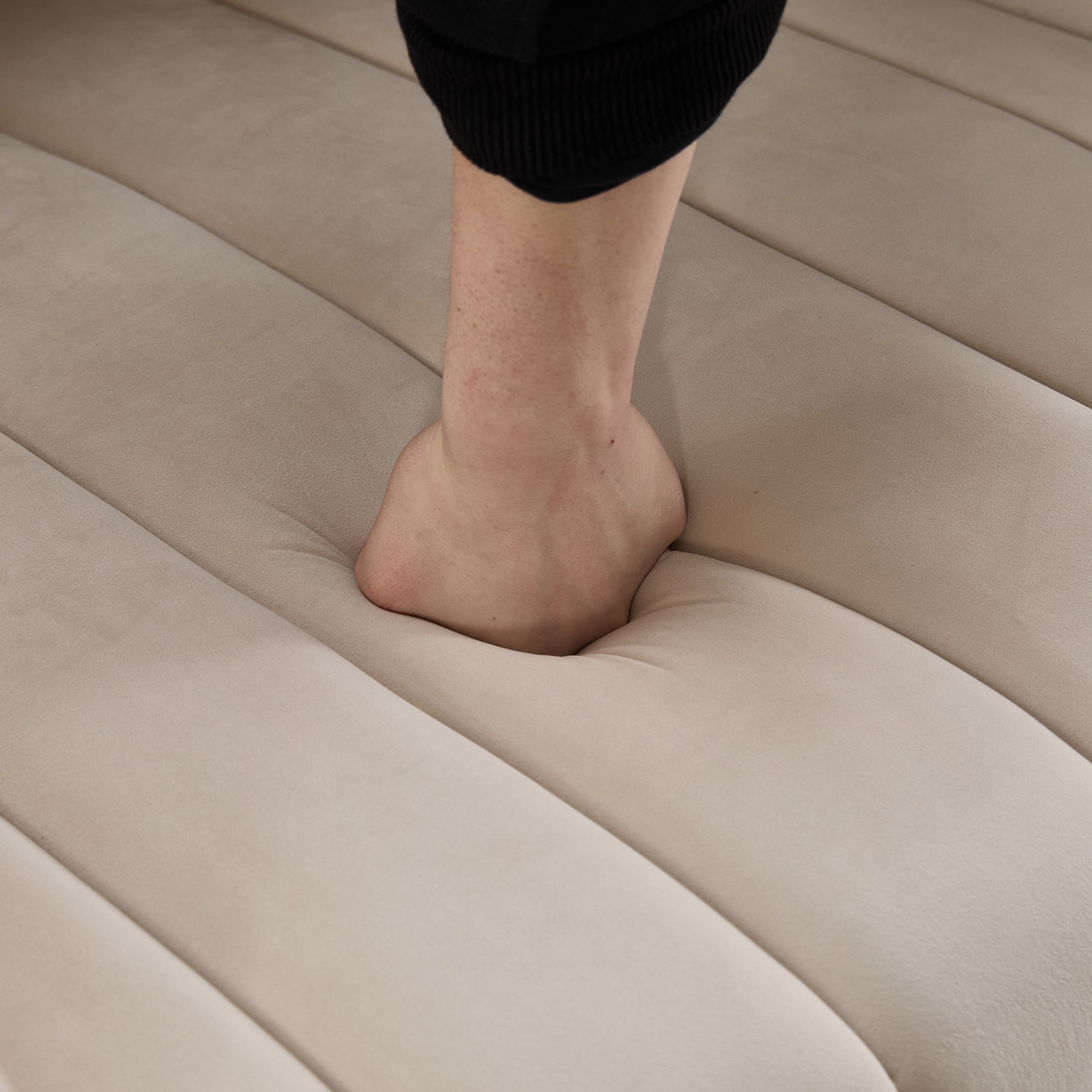 40.35'W Upholstered Oversized 360° Swivel Accent Barrel Chair and Half Cozy Sofa with 3 Pillows, Velvet Channel Tufted Pumpkin-Shape Club Armchair for Living Room, Bedroom, Office, Lounge,BEIGE