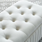 47.24''W Storage Ottoman,Upholstered Velvet Fabric Storage Ottoman with Safety Hinge, gold decoration strip and gold embroidery Footstool, Ottoman Bench for Living Room & Bedroom,Beige Color