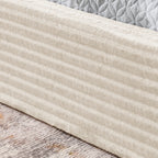 Modern Queen Size Upholstered Platform Bed Frame with Curved Headboard in Beige Velvet Fabric