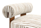1pc Accent Chair zebra Strips Fabric Hight Density Foam Cylindrical Backrest Beige Finish Primary Living Room Accent Chair