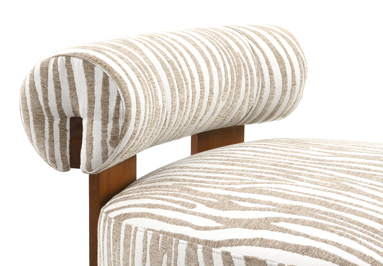 1pc Accent Chair zebra Strips Fabric Hight Density Foam Cylindrical Backrest Beige Finish Primary Living Room Accent Chair