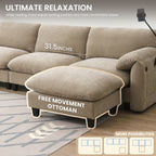 [VIDEO Provided] 108' Modular Sectional Sofa, L-Shape with 31.5' Extra-Wide Seat Cushion, USB and Type-C Charger, Phone Holder and 2 Side Storage Pockets, Free Movement Ottoman, Striped Chenille
