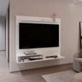 Beijing Floating Entertainment Center, One Superior Shelf, Two Shelves, Space For Tv, White