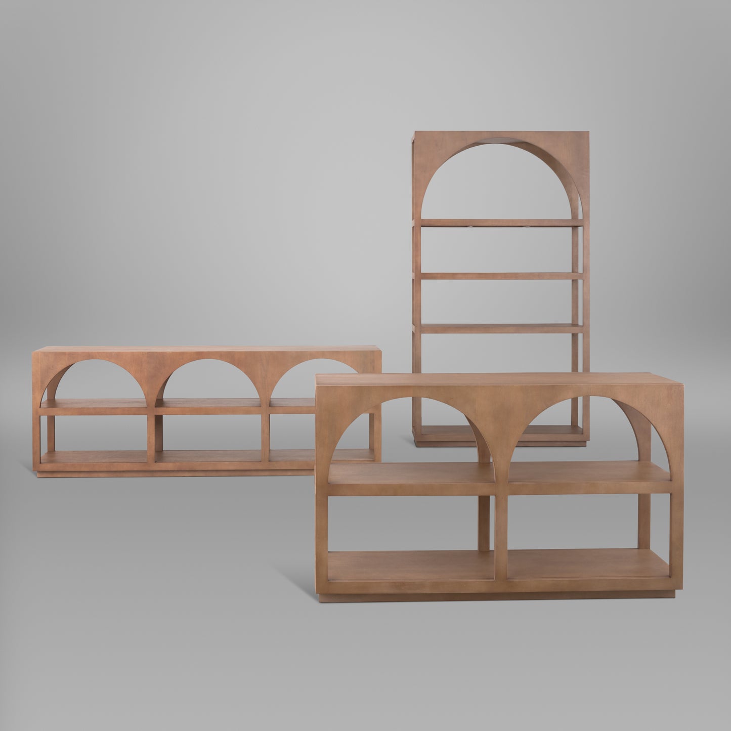 Bela Arched Neutral Wood Standing Shelf