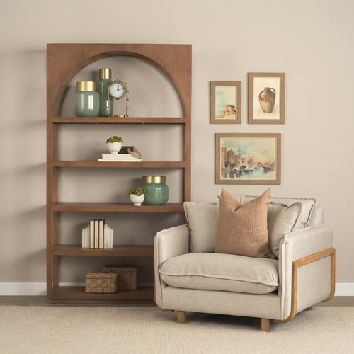 Bela Arched Neutral Wood Standing Shelf