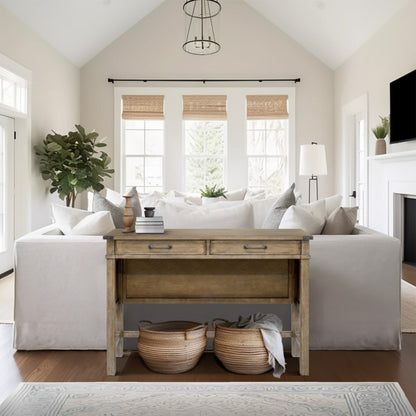 Belfast Occasional Table with 2 Drawers in Reclaimed Natural Wood Console Table