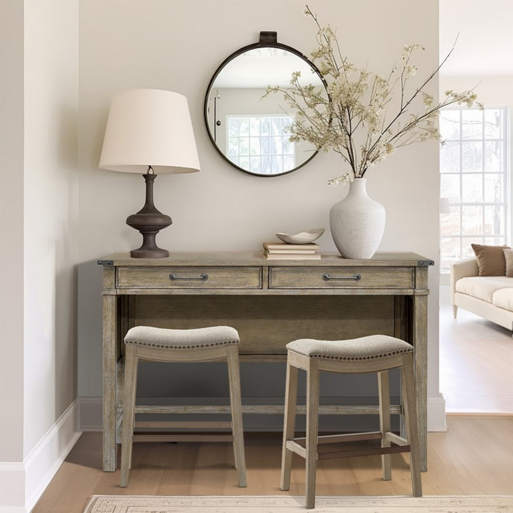 Belfast Occasional Table with 2 Drawers in Reclaimed Natural Wood Console Table
