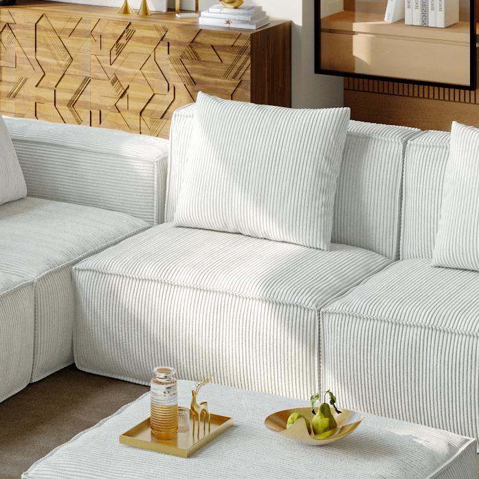 Belfin Modular Sectional Sofa, Convertible Tofu Block Sofa Floor Sofa Bed Armrest Comfy Sofa Bed Compressed Sofa Compression Sofa for Living Room Bedroom - Chenille Fabric beige